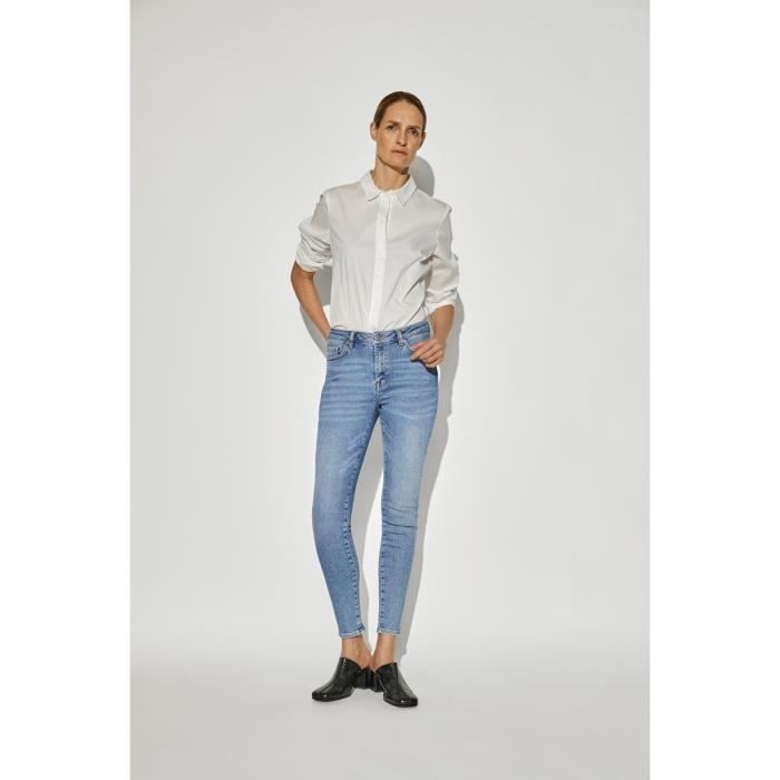 Jean skinny femme SELECTED Sophia medium blue denim super stretch biologique