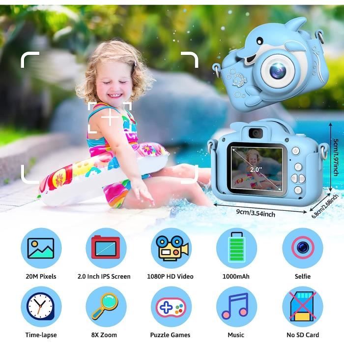 Appareil Photo pour Enfants Mini Caméra Vidéo Numérique Rechargeable pour  Filles et Garçons de 3 à 10 Ans, Vidéo HD 1080p - Cdiscount Jeux - Jouets