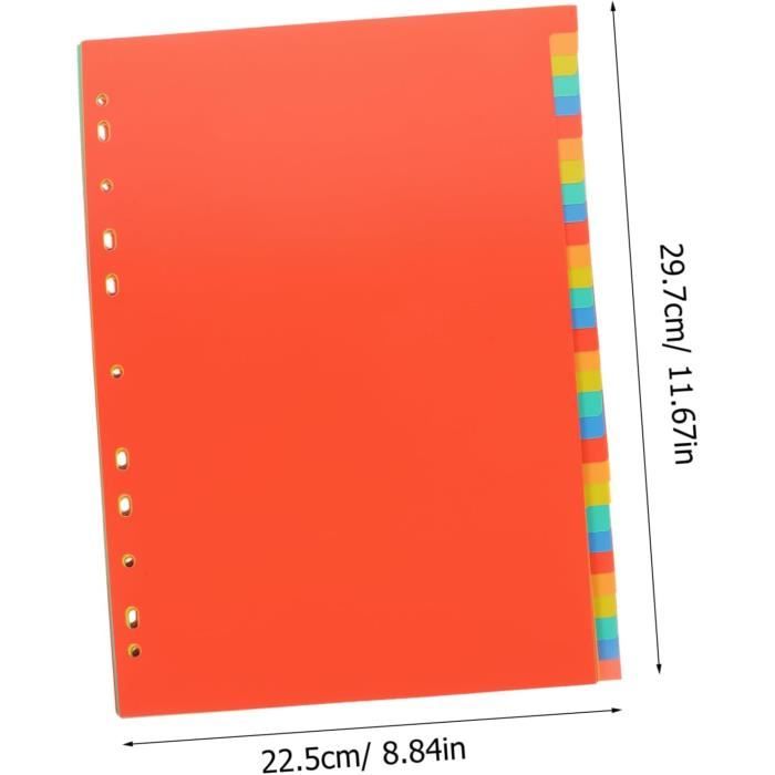 Lot De 3 Intercalaires Classeur A4 1-31 Onglets - Organiseur Plastique Multicolore