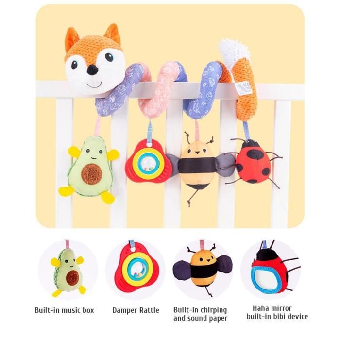 Spirale d activite Tortillon pendaison Jouet de Poussette musicaux educatifs en peluche Bebe Orange Cdiscount Puericulture Eveil bebe
