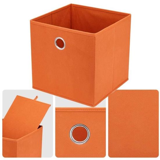 Boîte De Rangement , 28 x 28 x 28 cm, Beige, 1 Trou Métallique, Pliable, En  Tissu, Compatible Avec Cube Organizer Pour Organis[249] - Cdiscount Maison