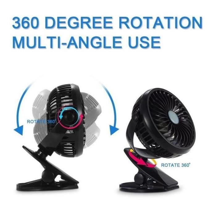 HONYIN Mini Ventilateur à Pince, Rotation°720 Ventilateur de Table avec  Clip, Petit ventilateur USB, air puissant et fonctionnement silencieux,  pour