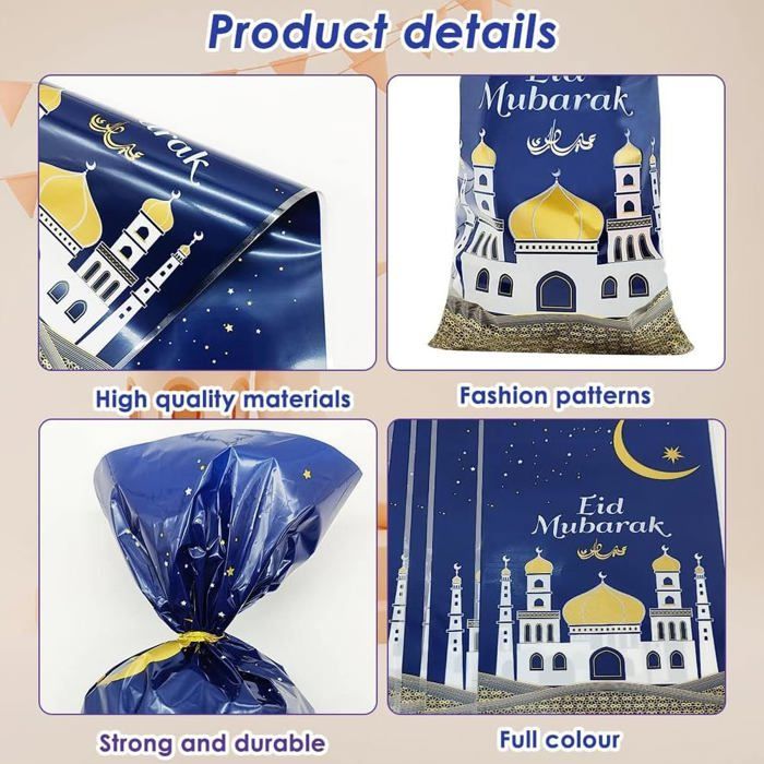100 Sachet Bonbon Eid Mubarak Sachets de Friandises de Fête Sacs
