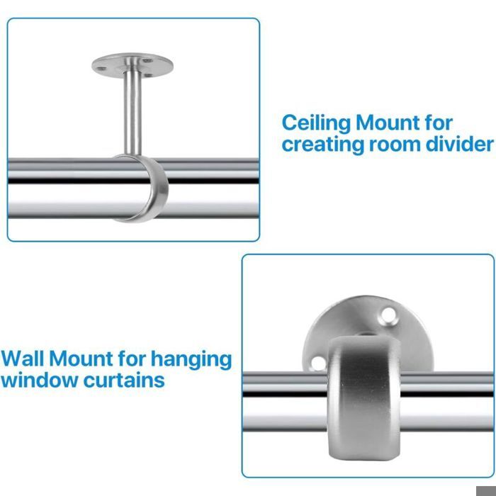 UFURMATE Lot De 6 Supports Tringle à Rideaux Plafond - Alliage Aluminium Blanc - Double Tringle