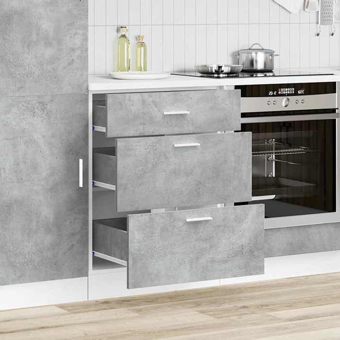 Buffet Haut En Bois D'ingénierie Gris Béton - Dimensions 81x37x100 Cm, 2 Portes, 4 Compartiments Ouverts, Rangement Pratique - 10
