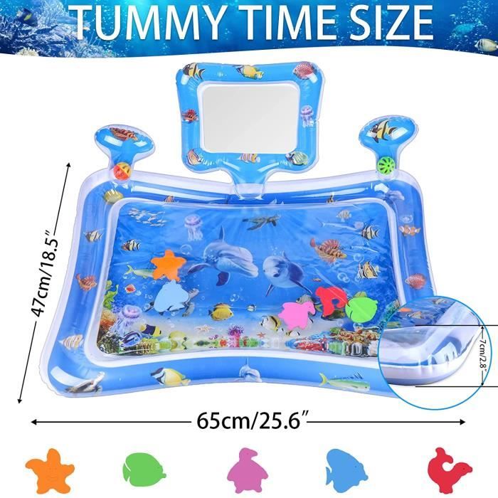 Tapis D'eau Gonflable Bébé 66x50cm - Temps Tummy Avec Jouets Flottants - Sensoriel Et Amusant Pour 3-12 Mois