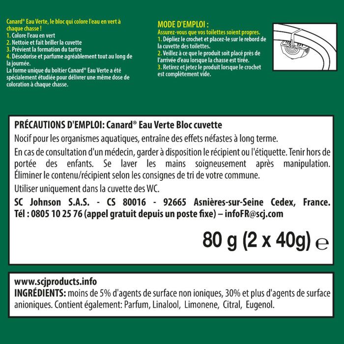 Canard Wc Eau Verte - Bloc Wc Colorant 5en1-2 Blocs (Lot De 5