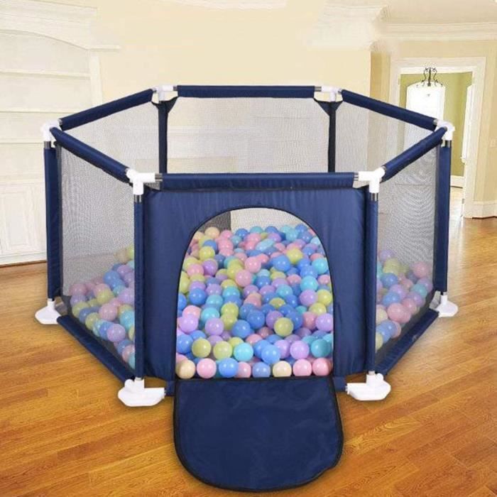 Parc Bébé Pliable Intérieur/Extérieur Avec 50 Balles – Clôture Sécurité Anti-Collision, Maille Respirante, Grand Espace Jeu