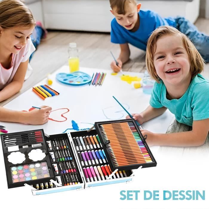145 Pcs Set de Dessin Enfant,Kit de Peinture Aquarelle Portable