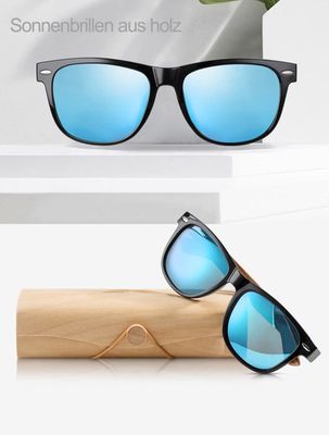 GREENTREEN Lunettes De Soleil Polarisées En Bois Pour Homme Et Femme - Protection UV400 100% - Style Naturel Et Confortable