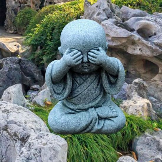 Statue de méditation de Bouddha blanc, décoration de sculpture de moine de  jardin Zen, décoration de la maison d'artiste - Cdiscount Jardin
