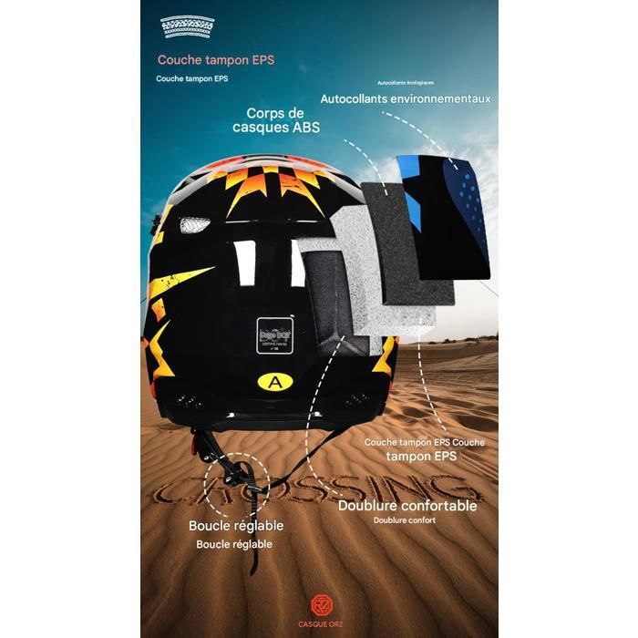 VOMI® Moto Motocross Casques, Casque Cross Off Road Intégral Parasol, Gants, Lunettes, Masque, D. O. T Standard Enfants Quad Bike VTT Go Karting Rouge,L