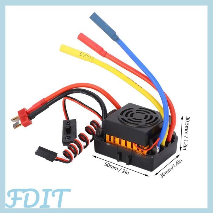 RC Brushless ESC, 60A Contrôleur de vitesse électronique sans balais avec XT60 Plug BEC Interrupteur étanche RC Bateau ESC Noir