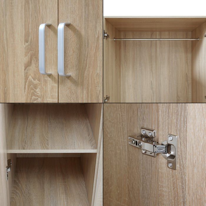 Armoire COMO 4 Portes - 245,5 Cm De Haut, Blanc/noir - Grand Rangement Vêtements, Chambre, Dressing - Montage Facile