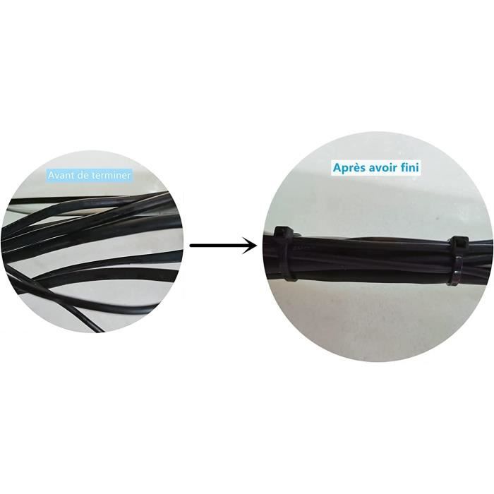 10 Attaches Câbles Réutilisables Noires 15 Cm - Serre-câbles Réutilisables Pour Bureau, Maison, Organisation
