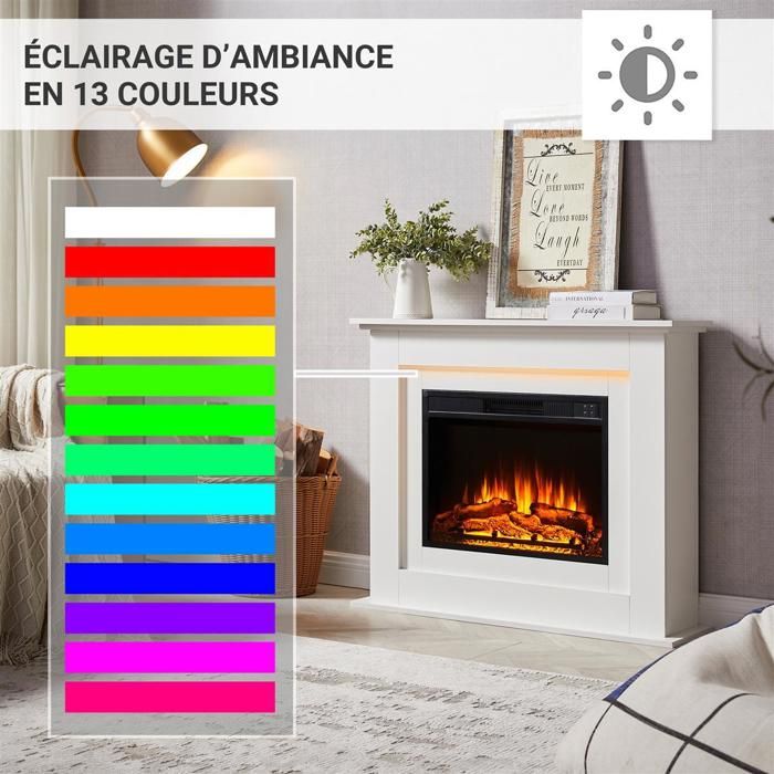 Cheminée électrique BALDERIA Finn - Cheminée sur pied - Blanc ...