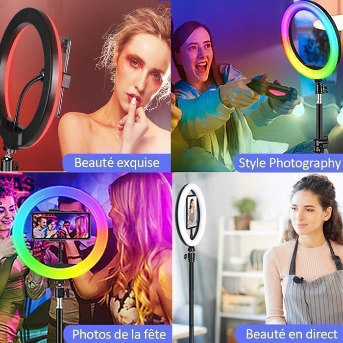 Contraxump Ring Light avec Trépied Professionnel Selfie, 10 Anneau Lumineux 48 RVB Mode 13 Niveaux LED Lampe Trepied Telephone Grand Red Light sur Pied Lumiere Photo pour Smartphone Video Eclairage Contraxump Ring Light avec Trépied Professionnel Selfie, 10 Anneau Lumineux 48 RVB Mode 13 Niveaux LED Lampe Trepied Telephone Grand Red Light sur Pied Lumiere Photo pour Smartphone Video Eclairage
