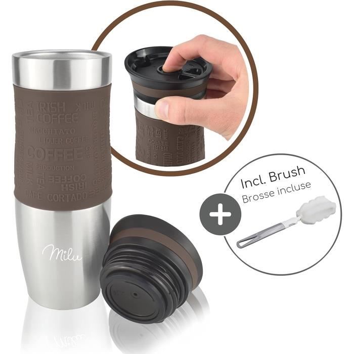 TiANN Tasse à café en titane à double paroi avec couvercle (330 ml) – Multicolore réfléchissant, les couleurs de la housse en silicone peuvent varier
