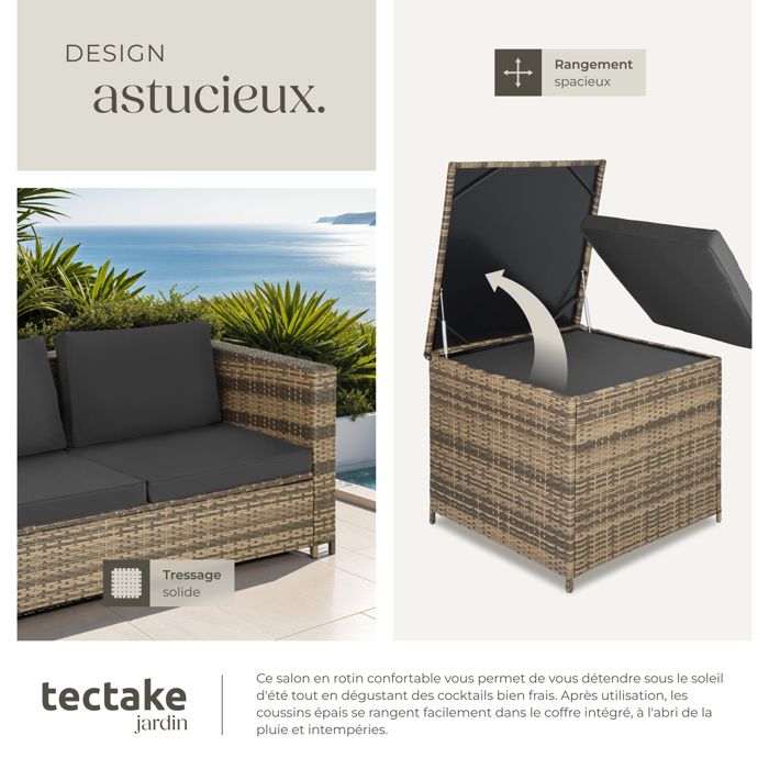 TecTake® Salon De Jardin Exterieur Canapé De Jardin En Resine Tressee 4