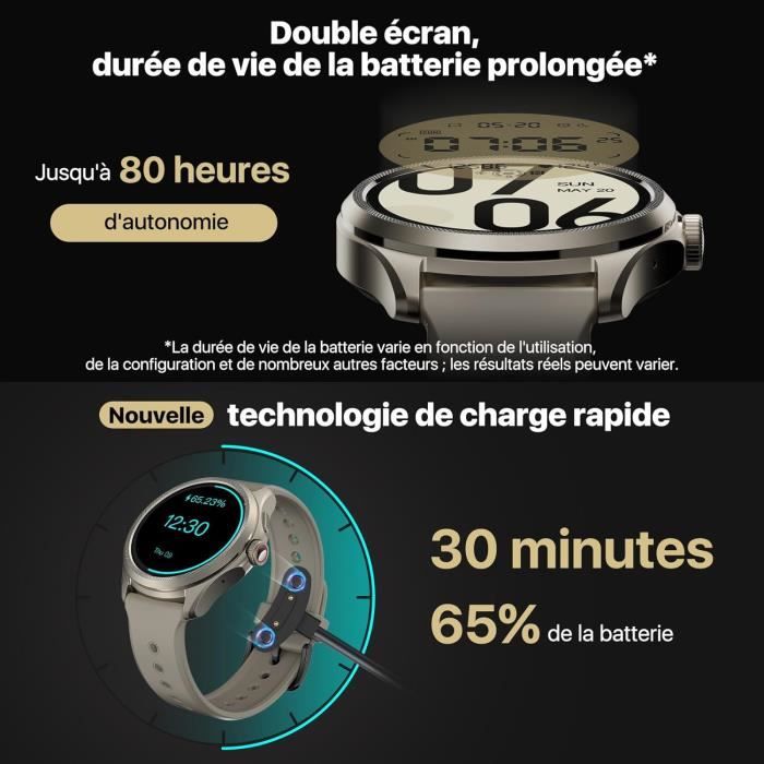 Pro 5 Montre Connect e Android Pour Homme Snapdragon W5 Gen 1 Wear Os Smartwatch 80 Heures D Autonomie Longue Dur e De Vie D J2517