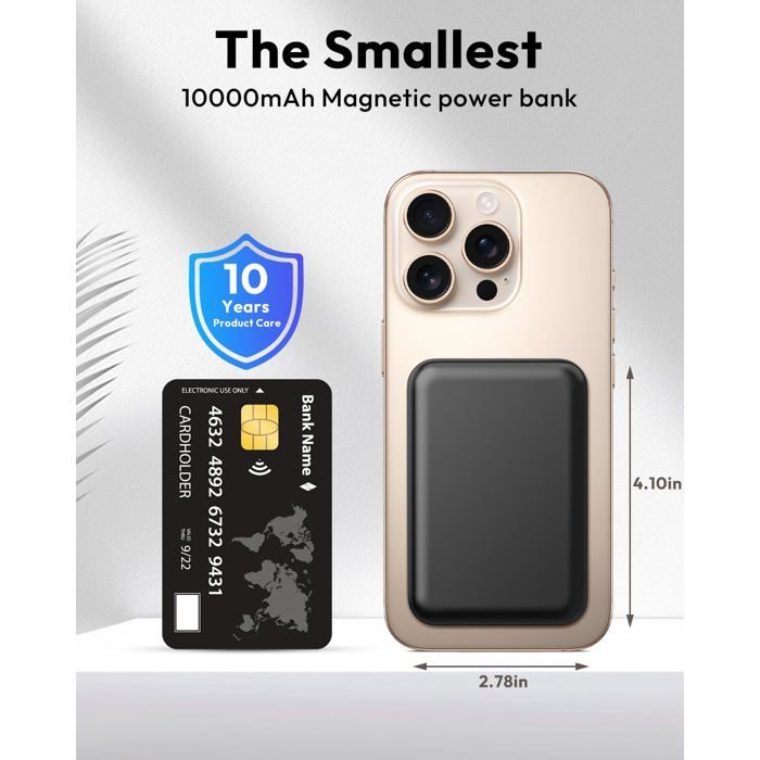Batterie Externe Mag-Safe 10000mAh – Power Bank Magnétique – Charge Rapide PD 22W