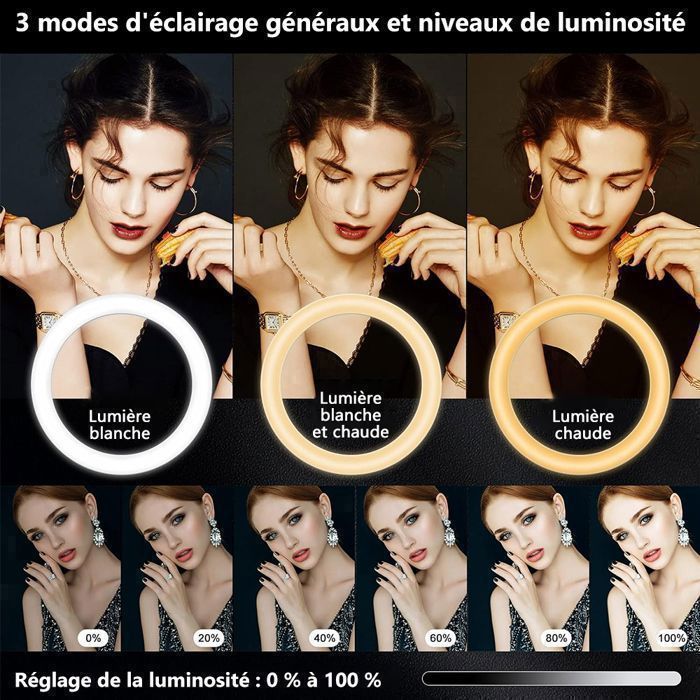 GerTong Anneau Lumineux 11.5'' Avec Trépied - Ring Light RGB 40 Couleurs Pour YouTube, Maquillage, Selfie