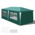 Izrielar Tente de jardin avec parois latérales fenêtres Tente Fête pavillon réception portable 3*6M Vert TENTE DE DOUCHE-0