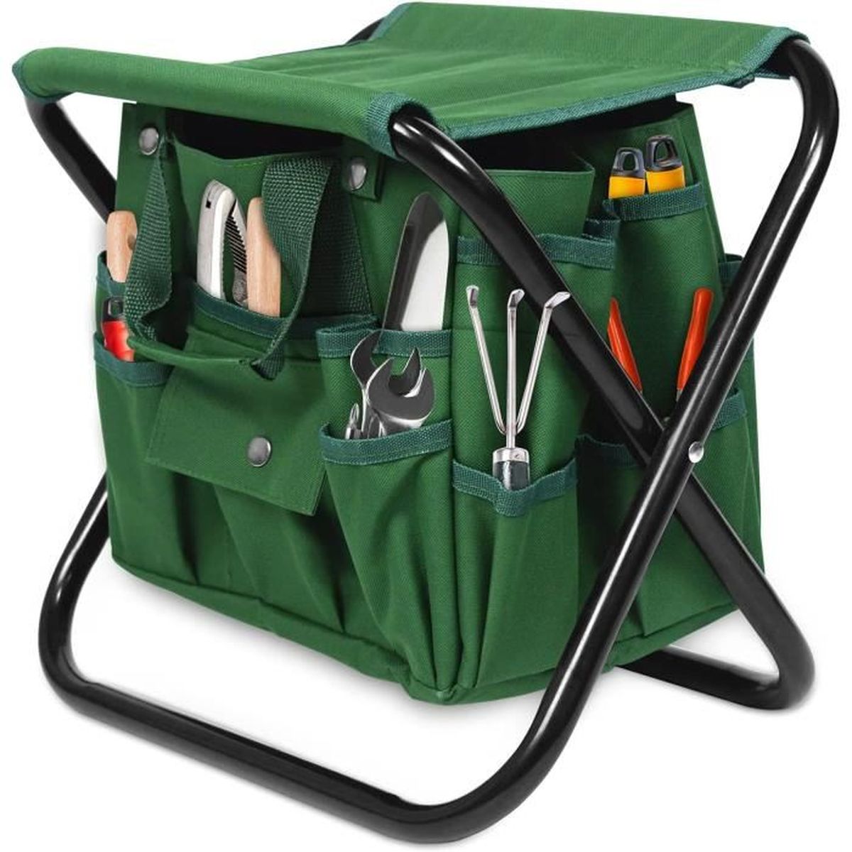 Tabouret Pliant Léger Et Portable - Cadre Fer, Tissu Oxford, 100 Kg, Avec Sac De Rangement