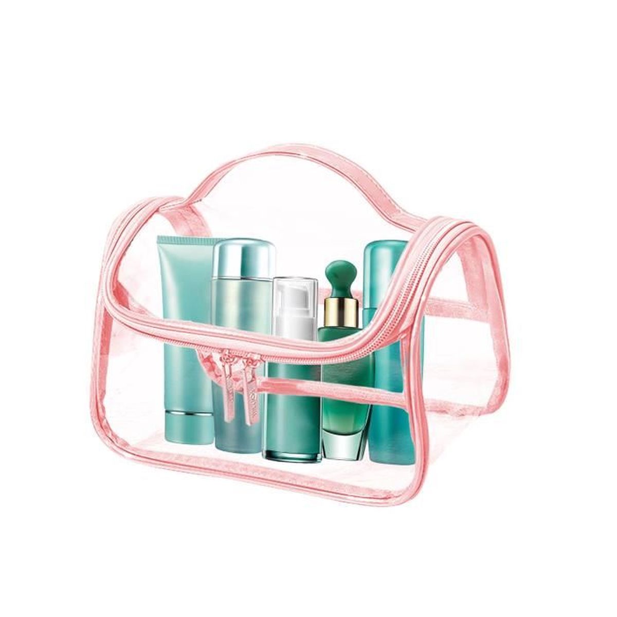 Sac De Toilette Transparent PVC épais - 30x22x10 Cm, Imperméable Et Facile à Nettoyer, Pour Voyage Et Plage
