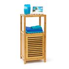 Relaxdays Étagère pour salle de bain cuisine armoire avec Porte refermable bois de bambou 3 étages Plateaux Meuble rangement