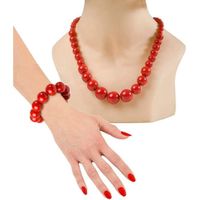 Ensemble de bijoux pour femme années 70 avec perles et bracelet rouge disco années 1950,années 70,années 80