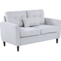 Canapé 2 places - HOMCOM - Style contemporain - Tissu lin gris clair - Confort moelleux