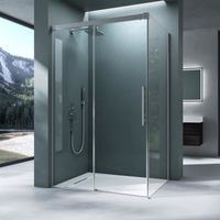 Mai & Mai® cabine de douche en angle paroi de douche avec porte coulissante 90x120cm verre transparent de 6mm RAV12