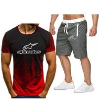 3d print shorts,Alpinestar mode T-shirt Shorts hommes vêtements de sport été hommes costume hommes 3D imprimé manches courtes + déc