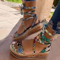 SANDALE - NU-PIEDS  de mode femmes bandage confortable plate-forme chaussures décontractées été plage voyage Vert