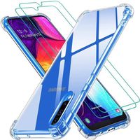 Coque Samsung Galaxy A50 + 2 Verres Trempés Protection écran 9H Anti-Rayures Housse Silicone Antichoc Transparent