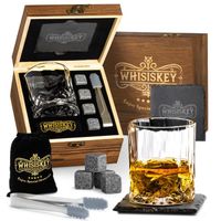 Verres à Whisky set Whisiskey – 1 Verre à Whisky - Coffret Cadeau - Rocks Pinces, sous-Verres, Pierres a Whisky & Verres
