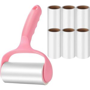 Rouleau Poils Animaux Adhésif 14 Rouleaux + 2 Poignées - Nettoyage Vêtements Canapé Lit Chat Chien