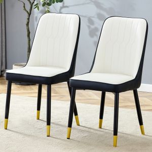 Buybyroom Lot De 2 Chaises Salle à Manger Blanches - Pieds Métal, Design Ajouré Compact 47x52x83cm