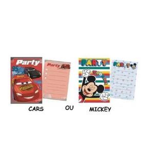 FAIRE-PART - INVITATION PACK 5 CARTES INVITATIONS ANNIVERSAIRE CARS OU MIC