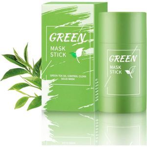 GOMMAGE VISAGE Green Mask Stick, Green Tea Mask Masque Solide, Contrôle de l'huile Hydratante, Masque à l'argile Purifiant, élimine Efficacement Po