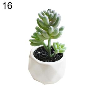 FLEUR ARTIFICIELLE Décoration florale,Mini Cactus Succulent vif, plante de bonsaï artificielle avec Vase pour décoration de Table de bureau,-Type 16 -B