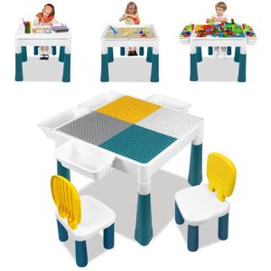 ASSEMBLAGE CONSTRUCTION Table Enfant LILIIN avec 2 Chaises en Plastique et 163 Blocs de Construction - Activités d'étude et Jeux