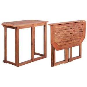 TABLE DE JARDIN  Table de bistro - VIDAXL - Bois d'acacia massif - Pliant - Marron - 90x50x75 cm