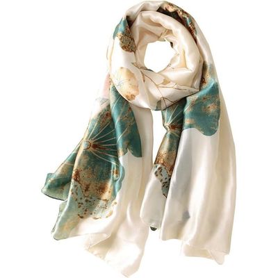 Foulard en soie femmes châle Écharpe en soie Silk Scarf Women Chiffon Shawl White Neckerchief Head Wrap Thin Scarf Beach Hijab