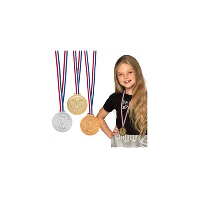 Lot De 100 Médailles Pour Enfants - Or, Argent, Bronze - En Plastique, Avec Ruban - Pour Jeux, Sports, Fêtes D'anniversaire, Récompenses à L'école