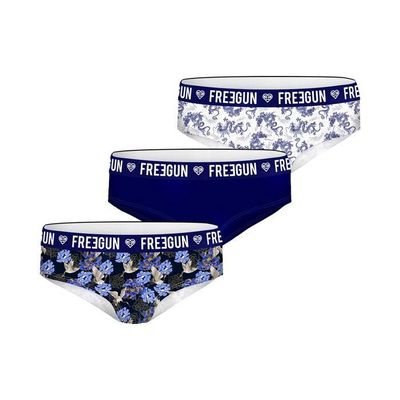 FREEGUN Culotte fille sous vetement fille ultra doux stretch et confortable Lot de 3 bleu blanc gris Bleu Cdiscount Pret a Porter