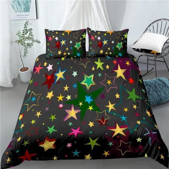Parure De Lit 140x200 Cm Motif Cerises - Housse De Couette + 2 Taies D'oreiller En Microfibre Douce, Idéale Enfant Ou 1 Personne