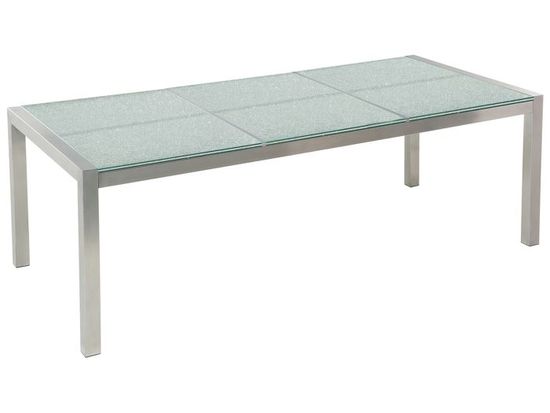 beliani table en verre effet brise 180 x 90 cm divise grosseto cdiscount jardin