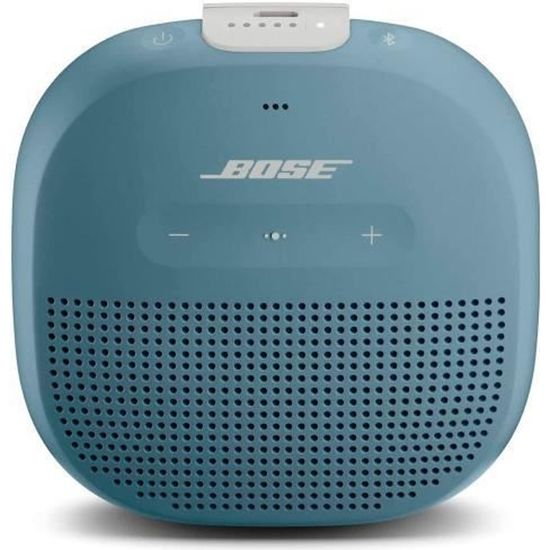 Enceinte Bluetooth portable BOSE SoundLink Micro en bleu (Stone blue) avec une puissance de 12W (5W RMS), jusqu'à 6 heures